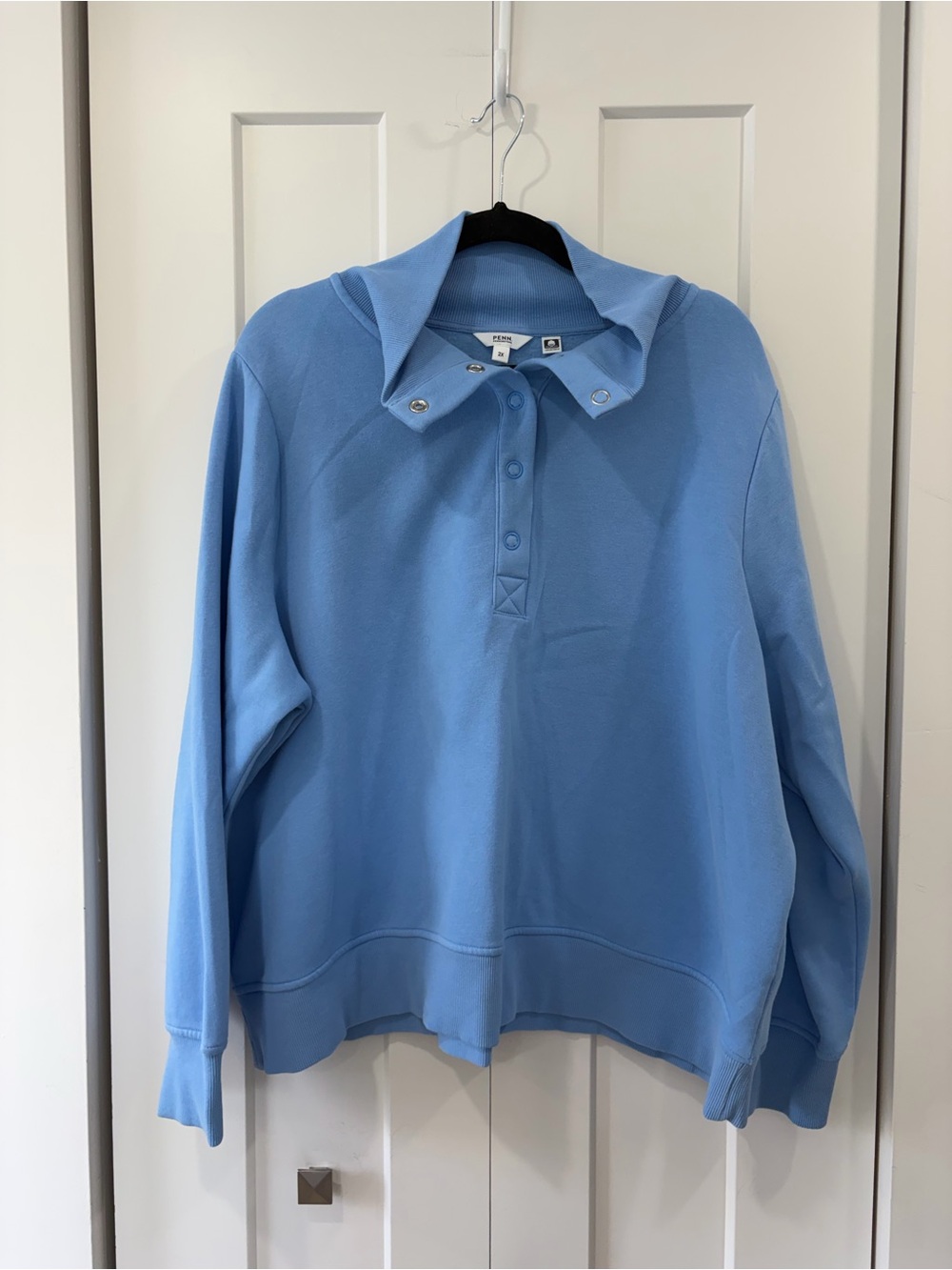 Penningtons Sky Blue Snap-Front Polo Sweatshirt